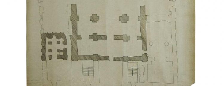 Схематичний план Успенського собору та Іоанно-Предтеченської церкви станом на ХІІ століття.