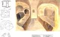 Axonometric drawing of the crypt with two couches in St. Nestor branch of the Near Caves